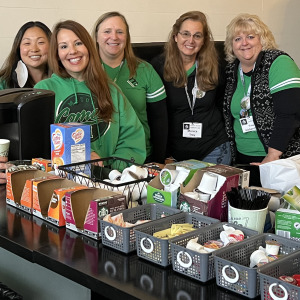 Volunteers with snacks